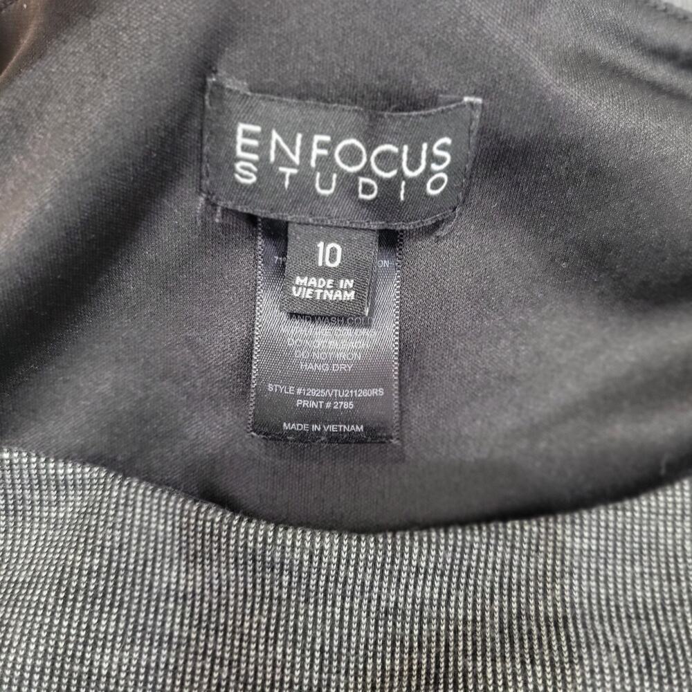 En Focus Studio Dress 10 Gray Knit Stretch Flouncy Hem Career Work Office Siren - Picture 5 of 6